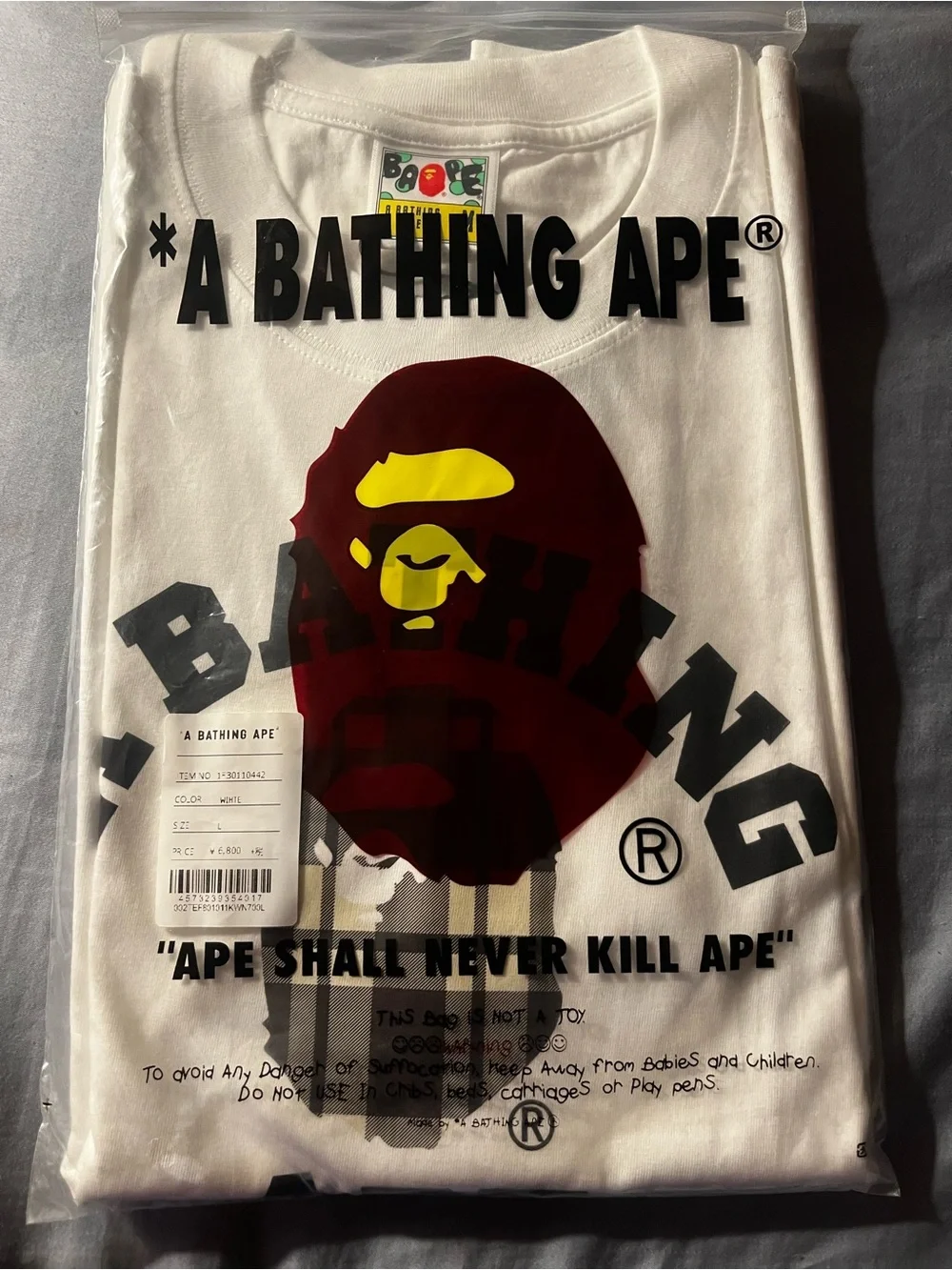 Bape Gray/White Ape Bathing Graphic T-teee